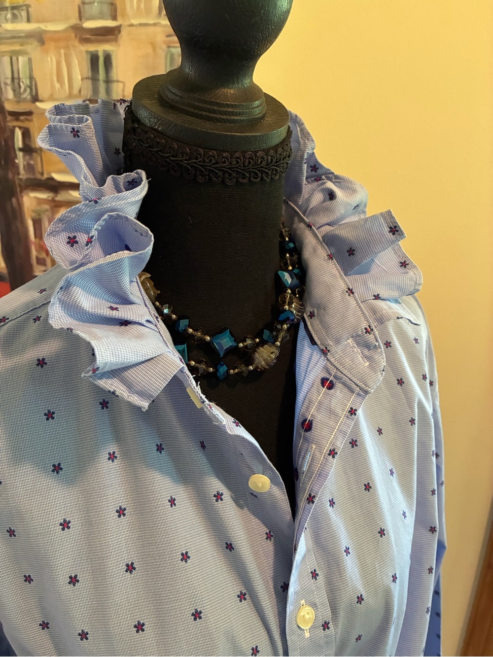Jos. A. Bank Light Blue Star-Print Tie-Front Button Down - Picture 3 of 7